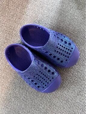 Native Purple Glitter Slip On Shoes